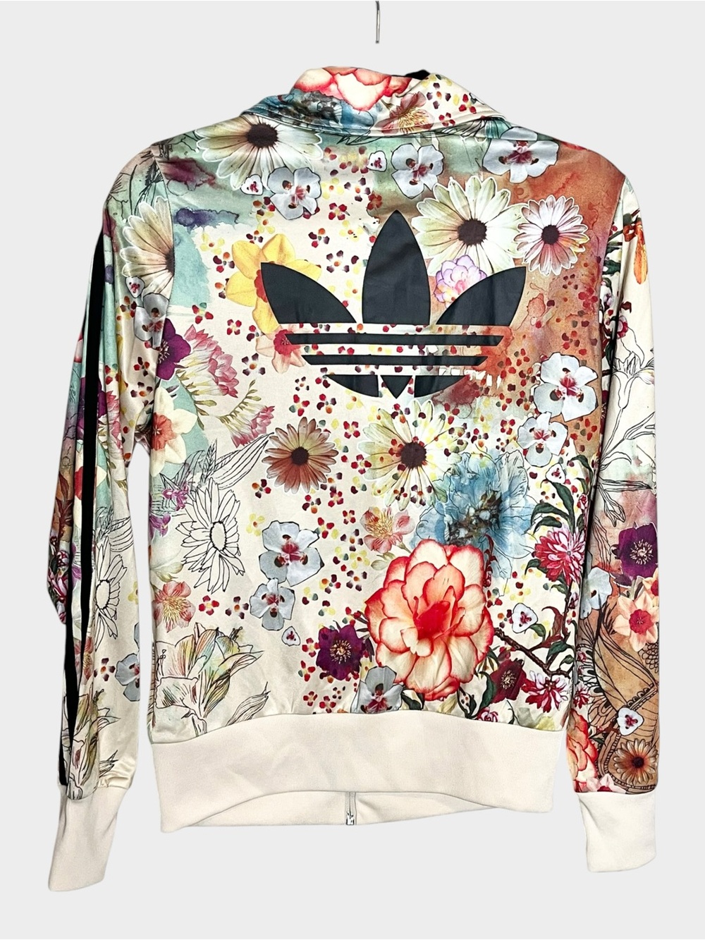 adidas Floral Print Bomber Jacket with Black Trefoil - Picture 3 of 6